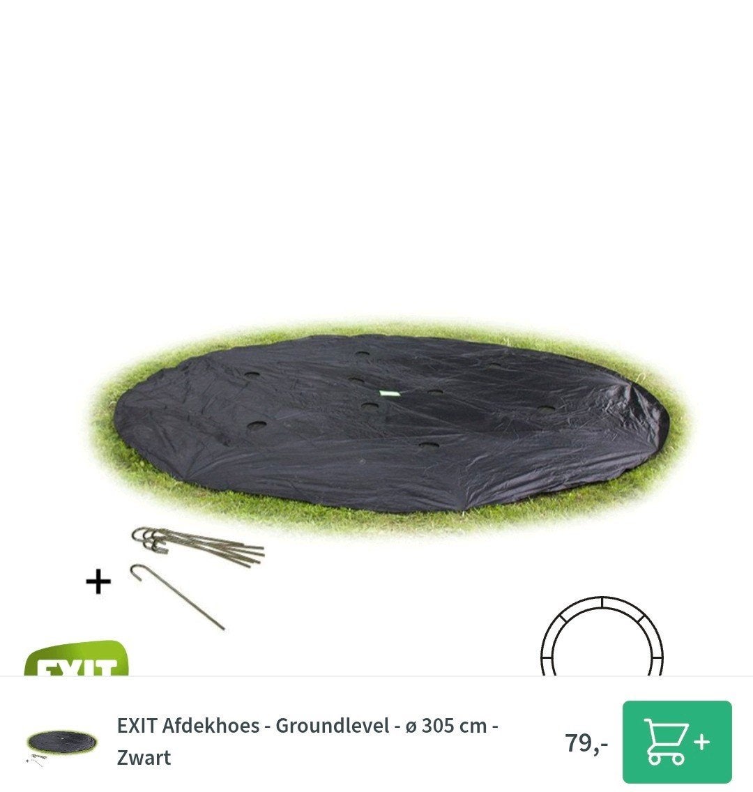 EXIT Afdekhoes Groundlevel Trampoline Ø 305 cm - Zwart, Ophalen