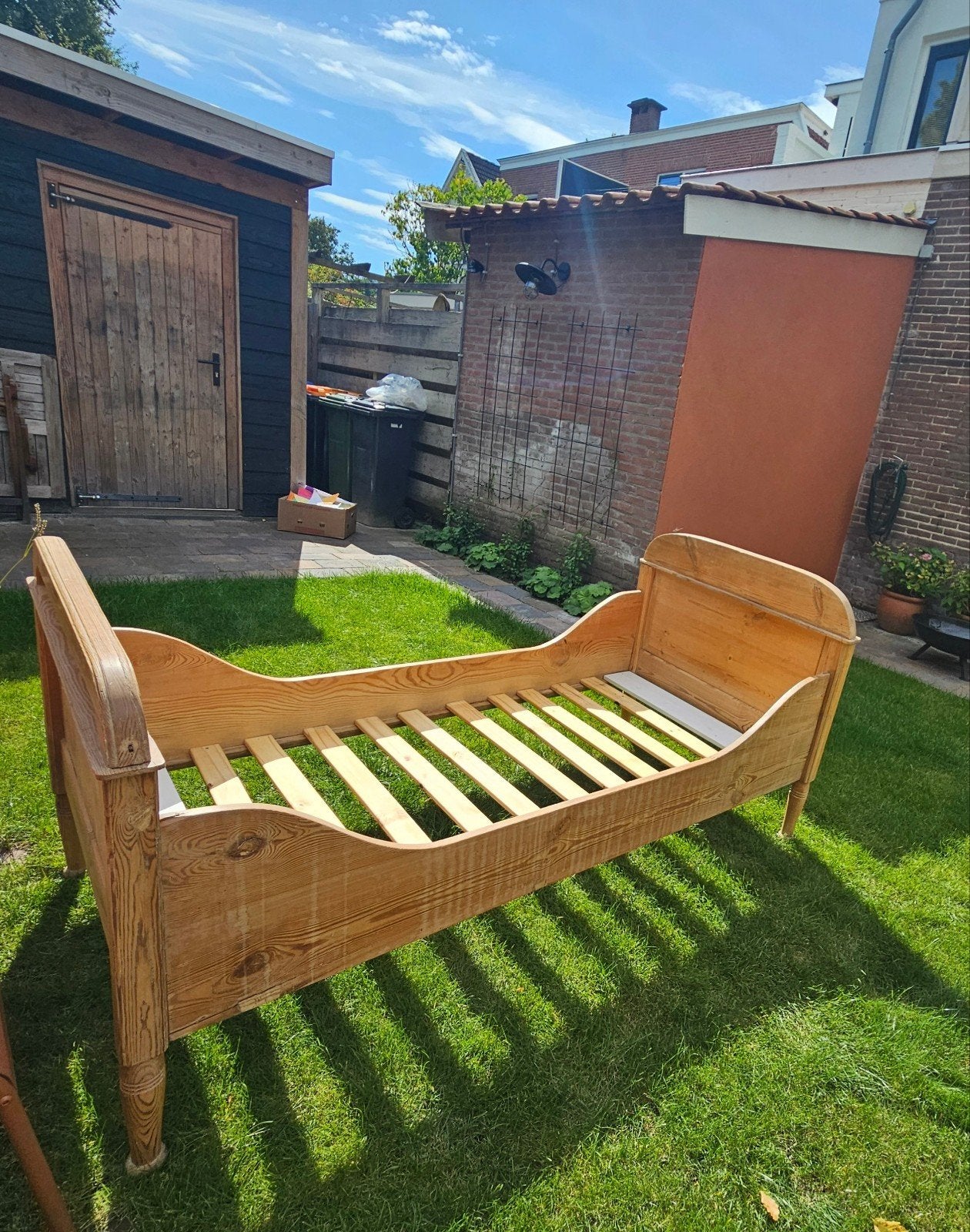 Boerenbed, vintage, brocante, kinderbed, Ophalen, Gebruikt, Eenpersoons, 190 cm of minder