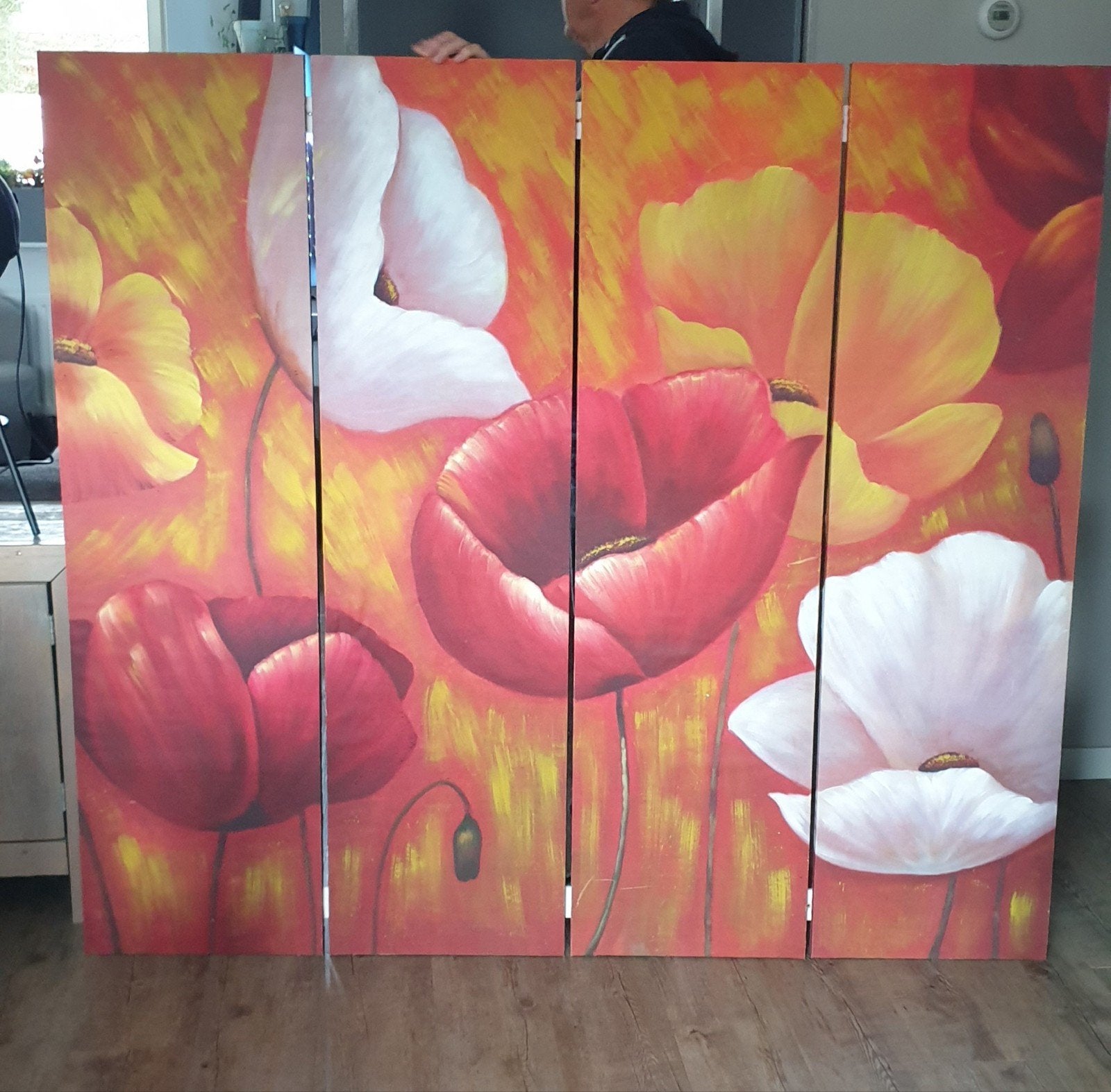 Schilderij 4 panelen, Antiek en Kunst, Kunst | Schilderijen | Abstract, Ophalen