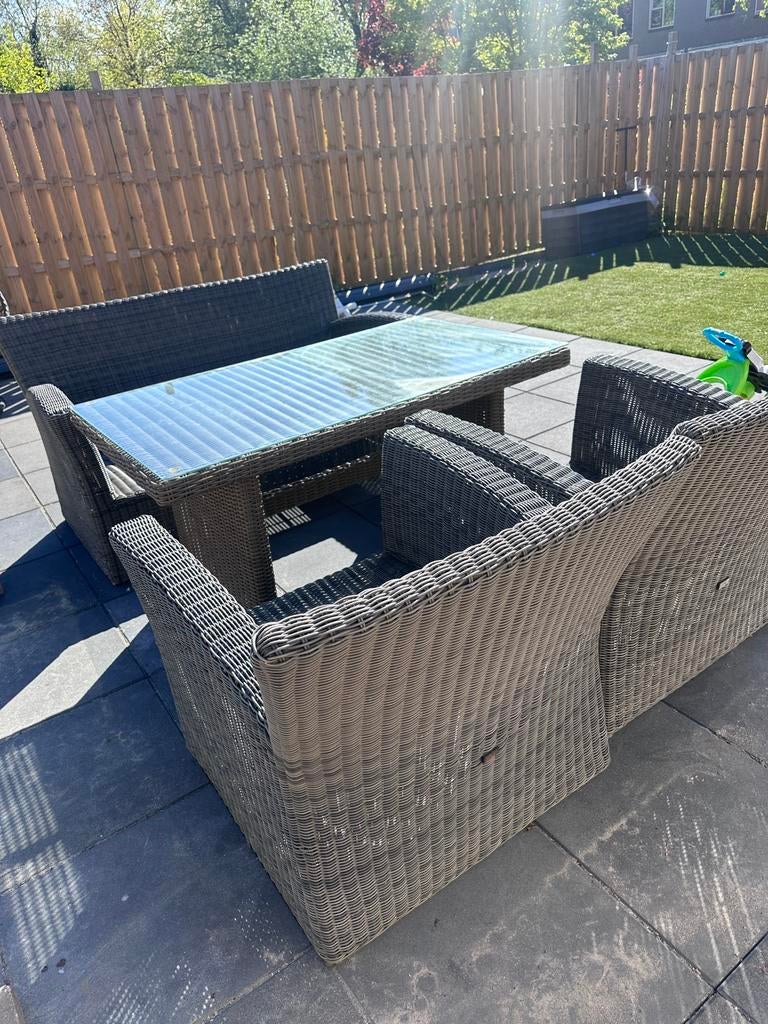 Bellagio tuinset – moderne wicker set, Ophalen of Verzenden, Zo goed als nieuw, Wicker, Bank