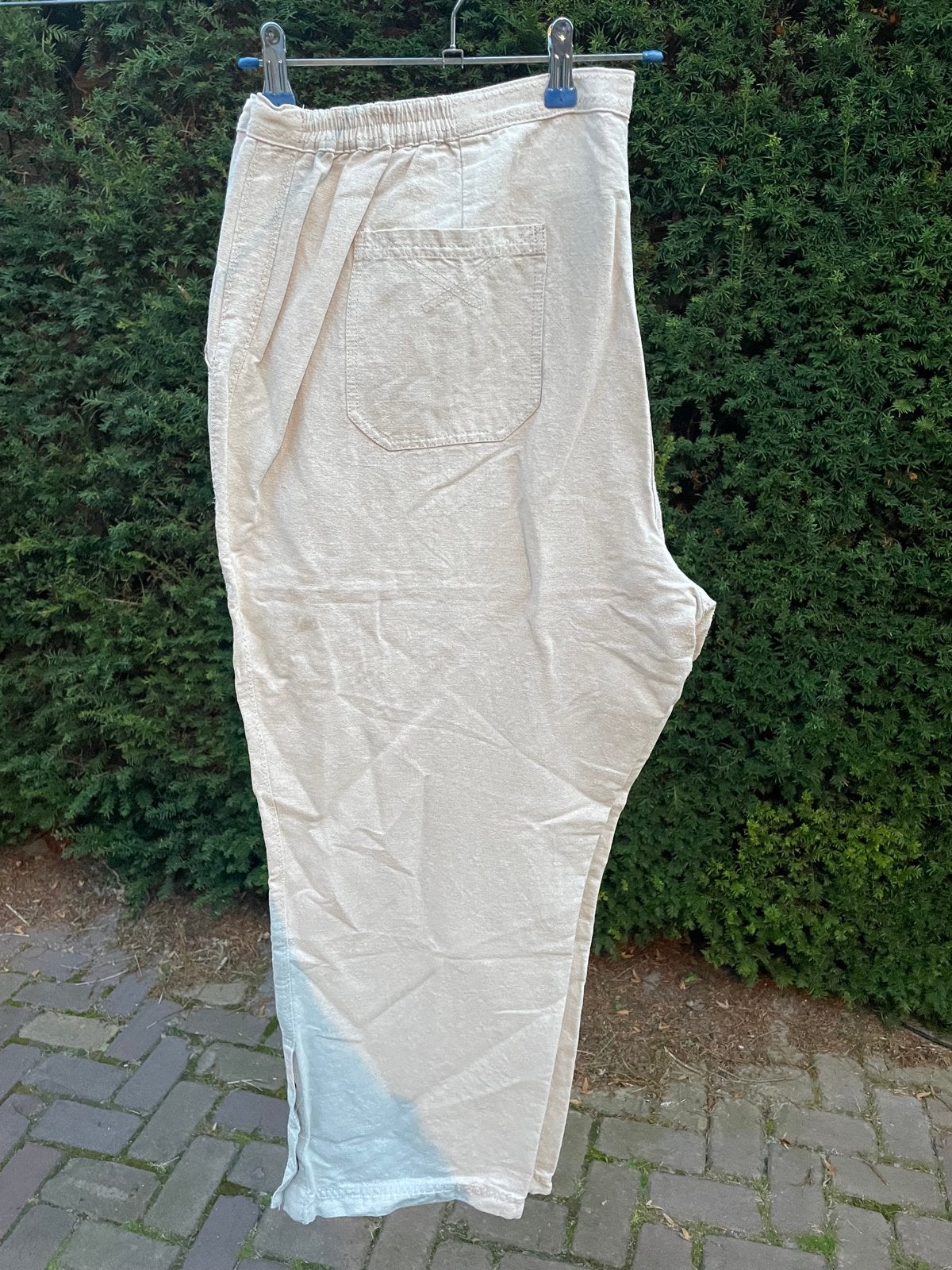 Linnen broek met knoopjes aan de pijpen, Kleding | Dames, Beige, Maat 46/48 (XL) of groter, Ophalen of Verzenden, Lang