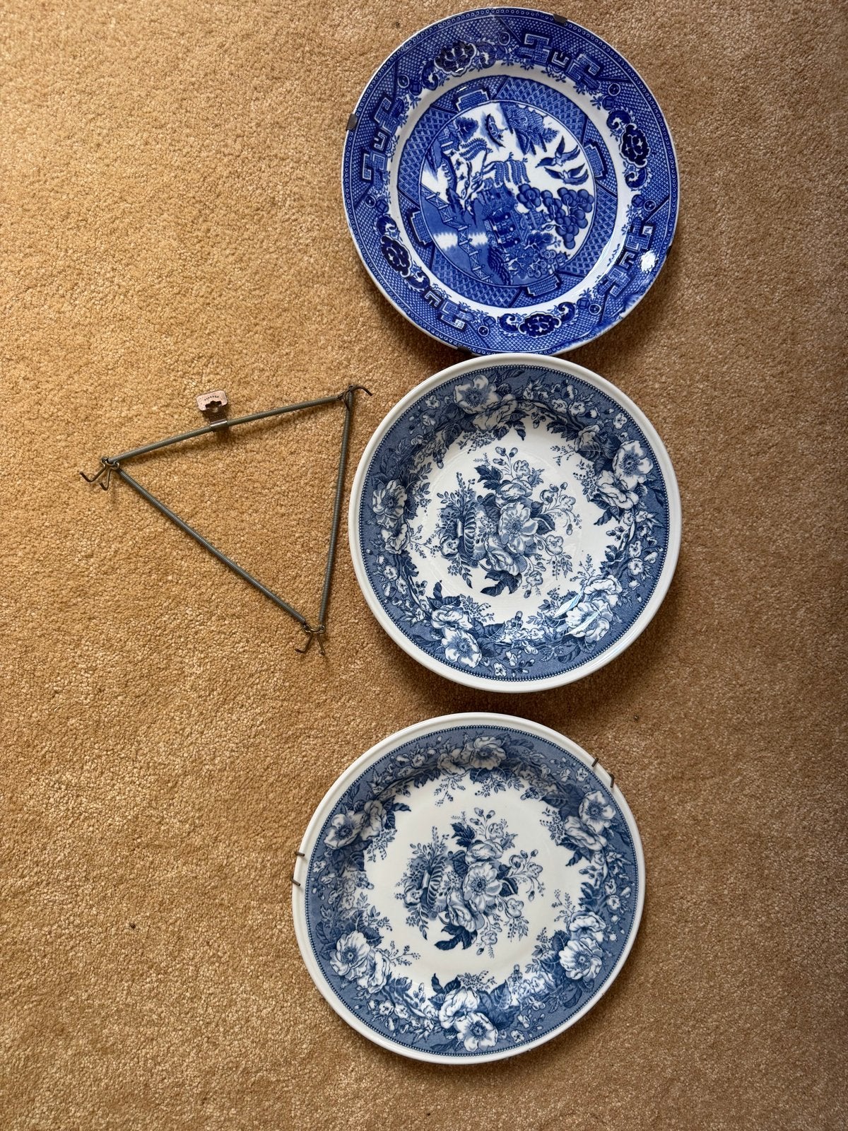 3 Oude Delfts Blauwe Wandborden met Ophangsysteem, Antiek en Kunst, Antiek | Wandborden en Tegels, Ophalen of Verzenden