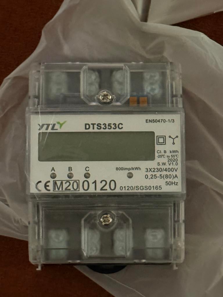 3-Fase kWh Meter DTS353C (80A)  nieuw is doos, Doe-het-zelf en Verbouw, Elektra en Kabels, Ophalen of Verzenden, Nieuw, Overige typen