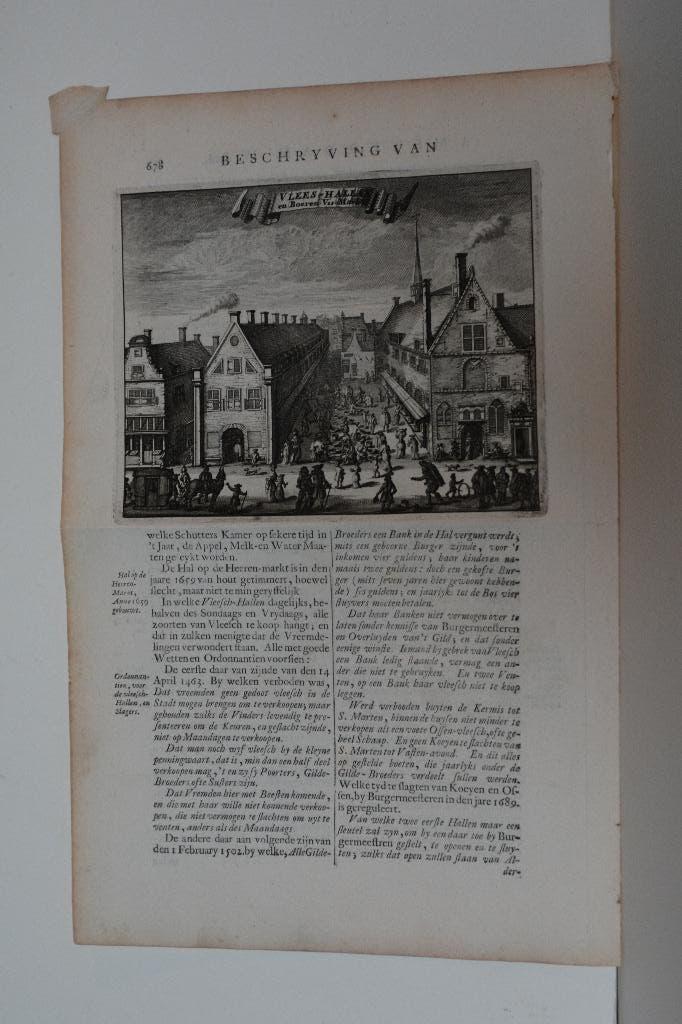 AMSTERDAM VLEESHAL NES SLAGERIJ 1693 St. PIETERSHALSTEEG GJ1, Antiek en Kunst, Verzenden, 1600 - 1699, 12 cm, 15 cm