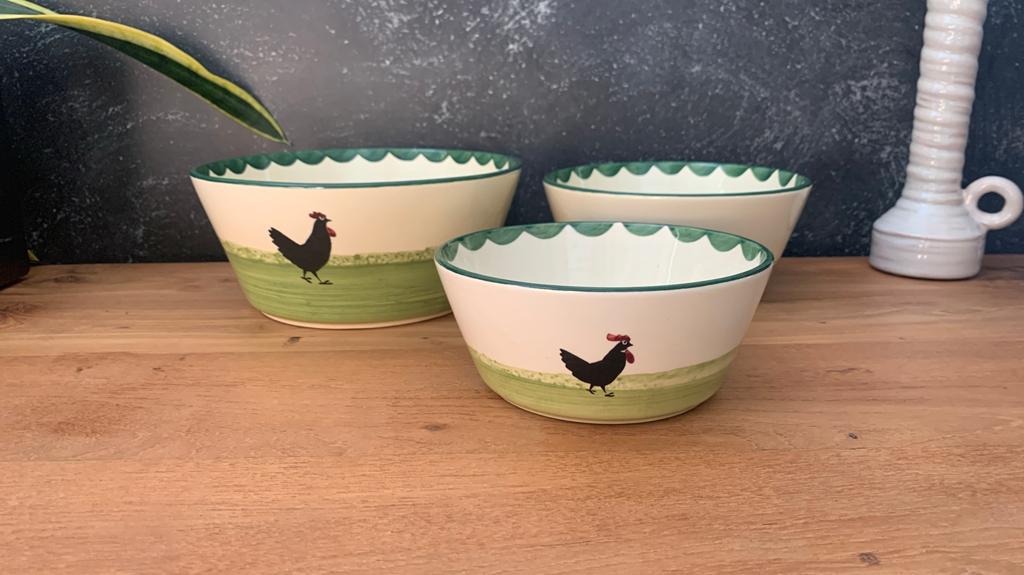 Nest schalen Haan en Kip Zeller zgan, Huis en Inrichting, Keuken | Servies, Ophalen, Zo goed als nieuw, Overige stijlen, Schaal of Schalen