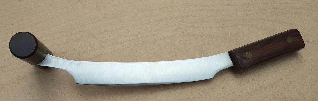 Kaasmes met handvatten, gebogen snede 16,5 cm., Ophalen of Verzenden, Zo goed als nieuw, Rvs of Chroom