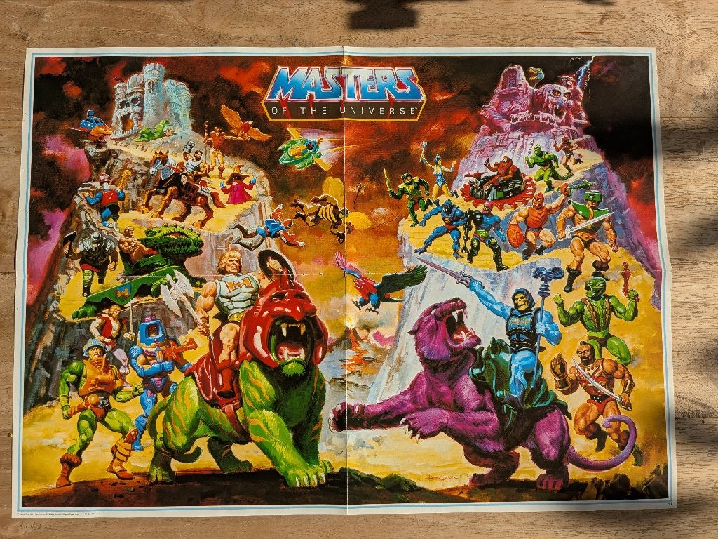 Originele Masters of the Universe poster uit 1984, Verzamelen, Gebruikt, Rechthoekig Liggend, Ophalen of Verzenden, A1 t/m A3