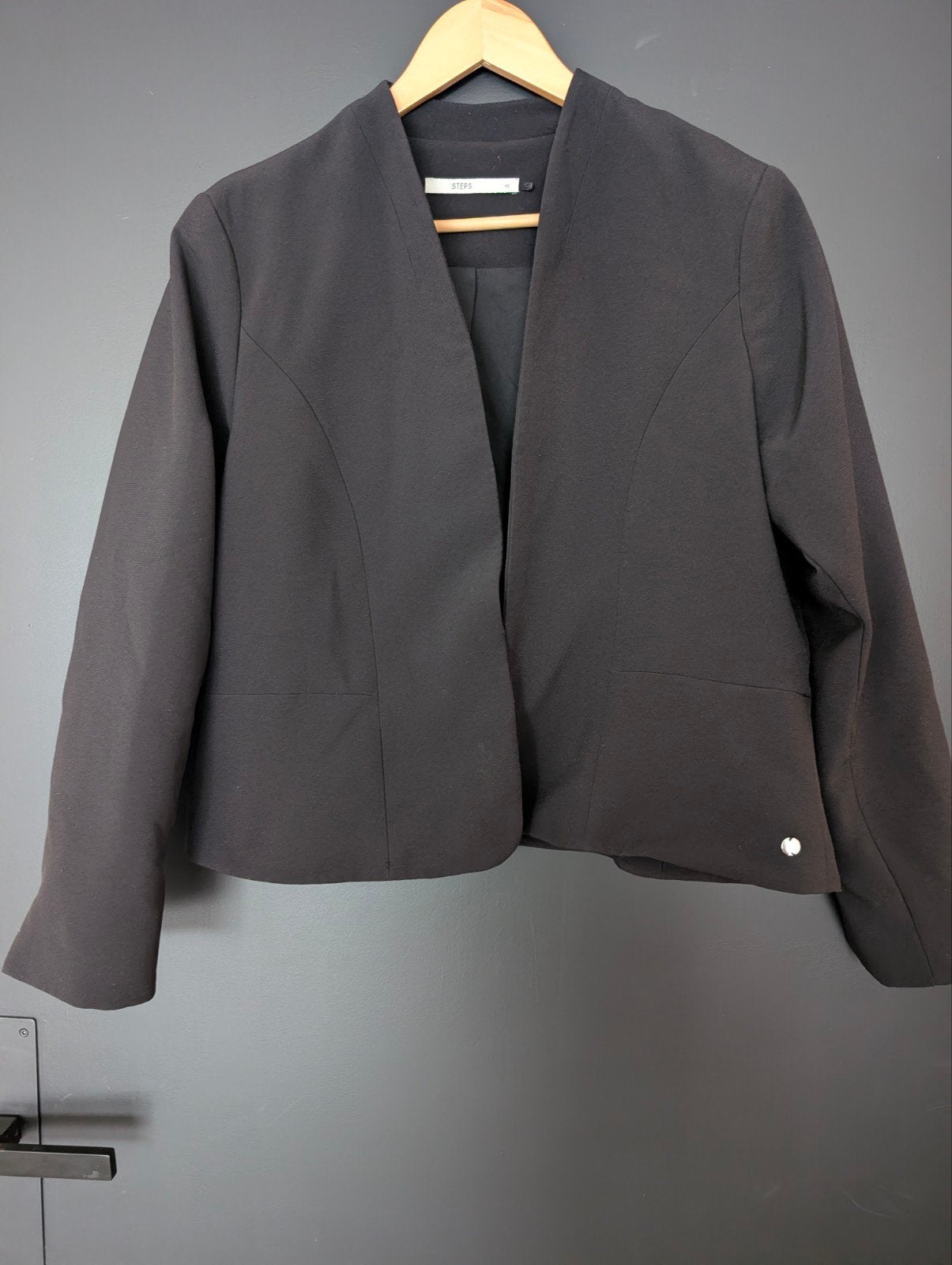 Steps Zwarte Blazer Maat 46 - Zo goed als nieuw, Zwart, Maat 46/48 (XL) of groter, Ophalen of Verzenden, Zo goed als nieuw