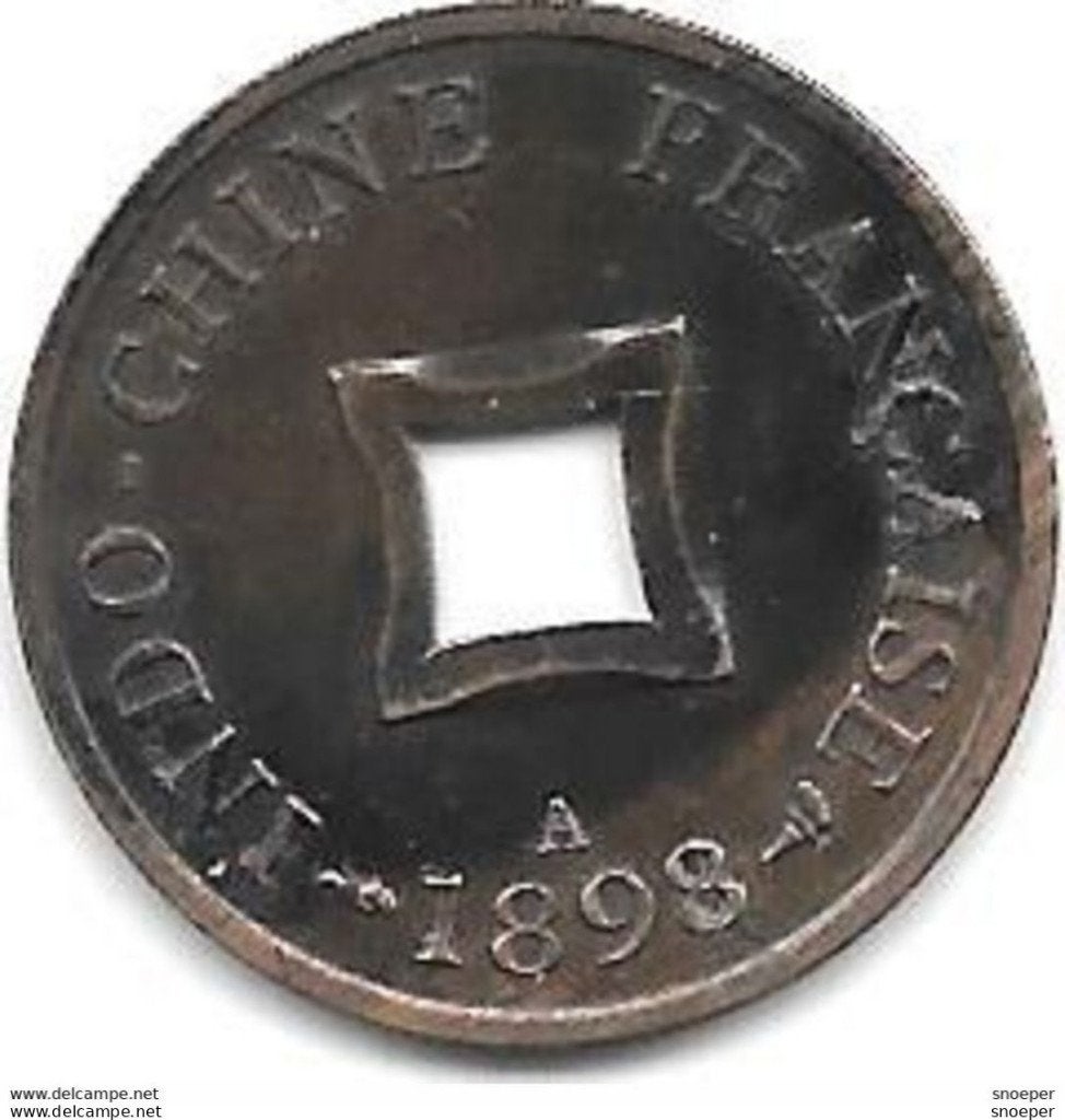 indo-china 2 sapeque 1888a km 6 xf catalog val 270 $, Verzenden, Midden-Oosten, Losse munt