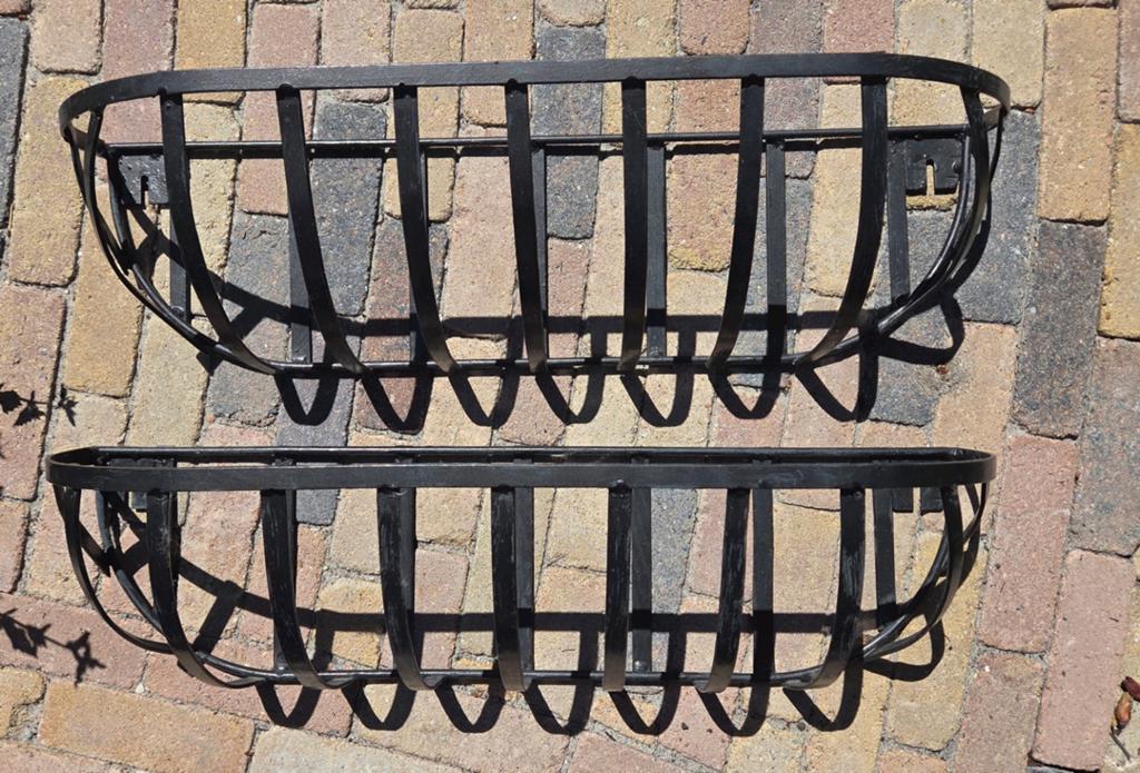 Set van 2 metalen bloembakken voor buiten. Model ruif., Tuin en Terras, Bloembakken en Plantenbakken, Gebruikt, Minder dan 30 cm
