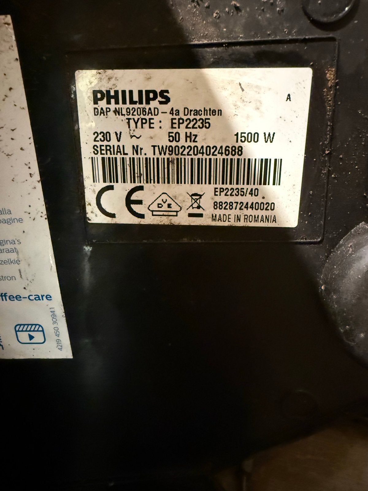 Foto 3 van Philips EP2235 Koffiemachine - lekt en maakt raar geluid