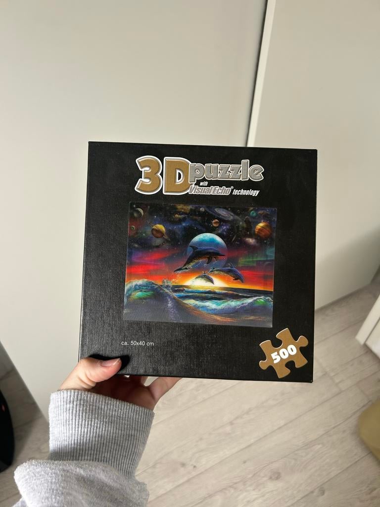 3D Puzzel Dolfijnen met VisualEcho Technologie 500 stukjes, Ophalen of Verzenden, 500 t/m 1500 stukjes, Zo goed als nieuw, Rubik's of 3D-puzzel