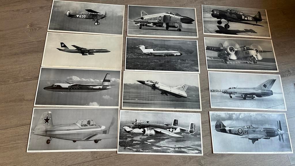 Vintage vliegtuig foto’s posters cockpit aviation press, Verzamelen, Ophalen of Verzenden, Zo goed als nieuw, Kaart, Foto of Prent