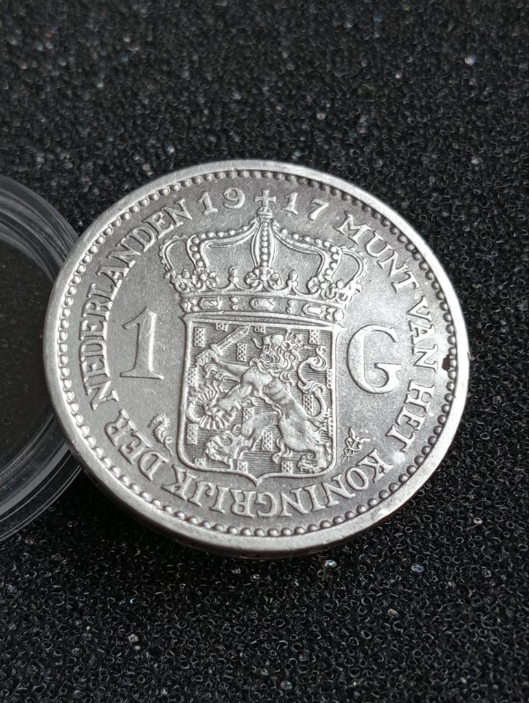 Gulden 1917 kwaliteit, Postzegels en Munten, Munten | Nederland, 1 gulden, Zilver, Ophalen of Verzenden, Koningin Wilhelmina
