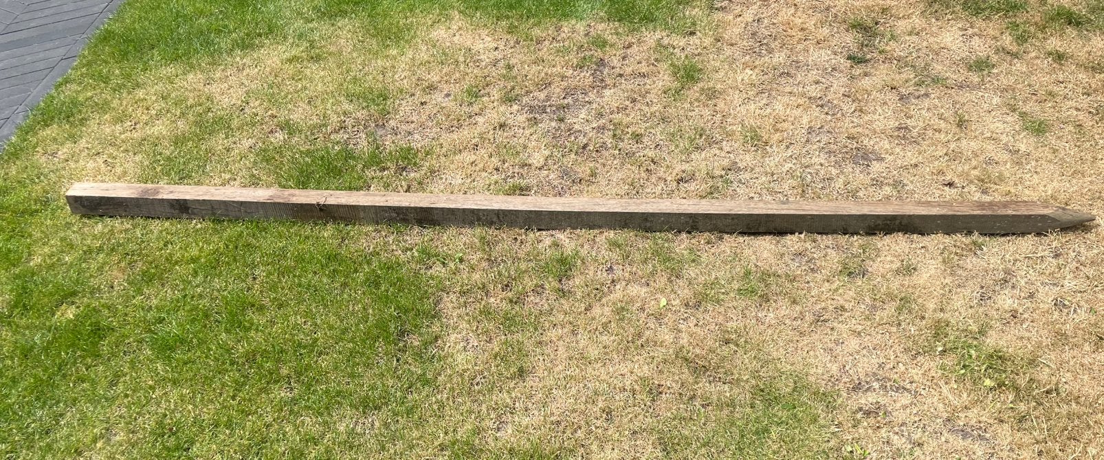 Tuinpaal hardhout 7 X 7 cm  3 mtr, Ophalen, Palen, Zo goed als nieuw, Hardhout
