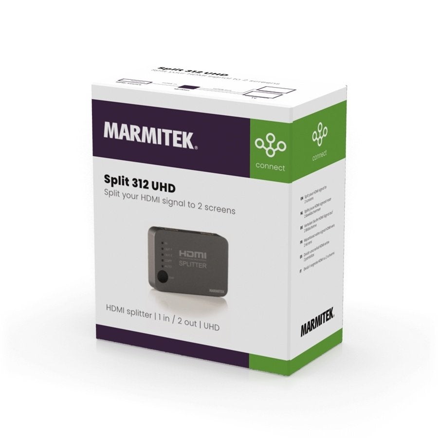Marmitek Split 312 UHD HDMI Splitter – 4K Ultra HD – ZGAN, Ophalen, Zo goed als nieuw, Minder dan 2 meter, HDMI-kabel