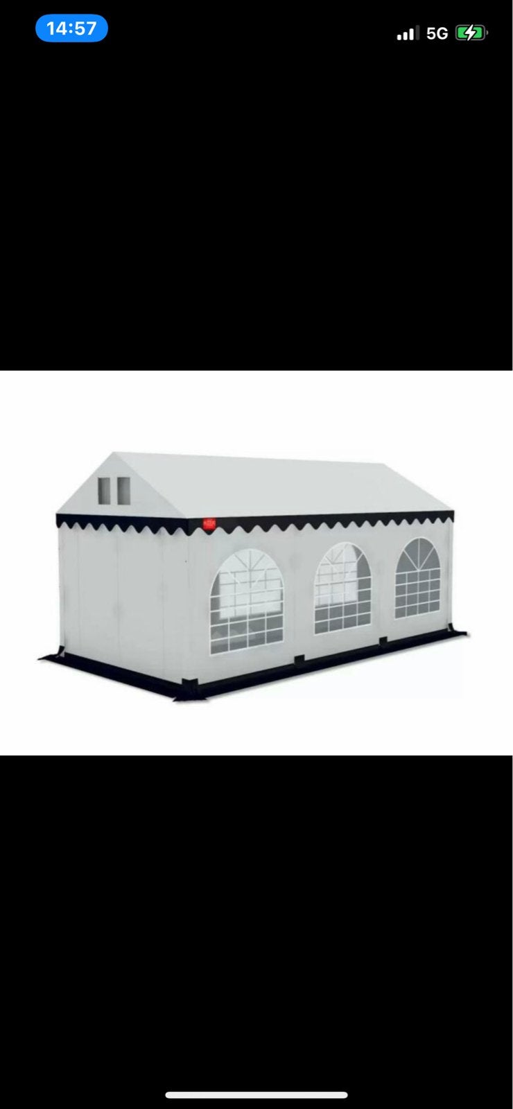 Grizzly PVC partytent 6x3m met grondframe - Wit, Tuin en Terras, Ophalen, Gebruikt, Minder dan 5 meter