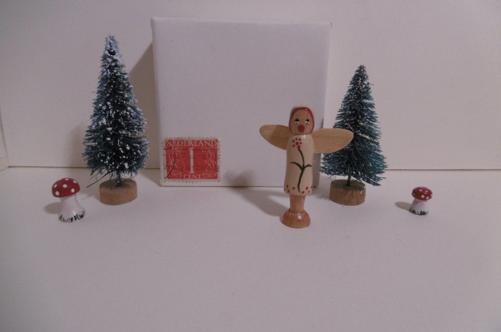 oude houten kerst engel miniatuur pop poppenhuis winkel, Verzenden