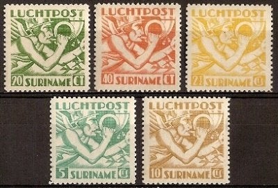 Suriname Luchtpost 15/9 postfris Indische Druk 1941, Postzegels en Munten, Postzegels | Suriname, Ophalen of Verzenden, Postfris