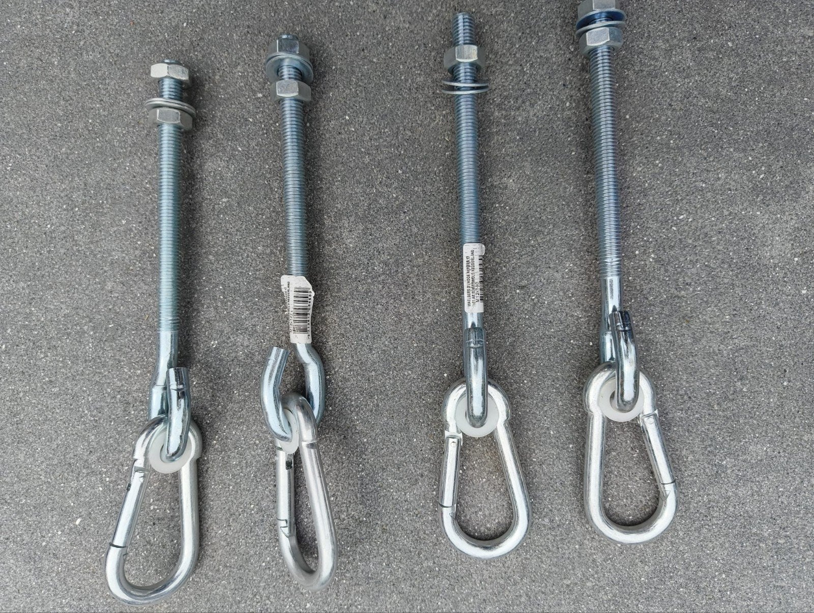 (4 stuks)  schommelhaak karabijnhaak M12 x 140 mm, Doe-het-zelf en Verbouw, Ophalen of Verzenden, Nieuw, 100 tot 250 mm, Overige typen