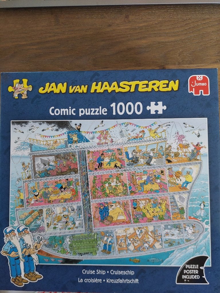 Puzzel Jan van Haasteren Cruiseschip 1000 stukjes, Ophalen of Verzenden, 500 t/m 1500 stukjes, Zo goed als nieuw, Legpuzzel