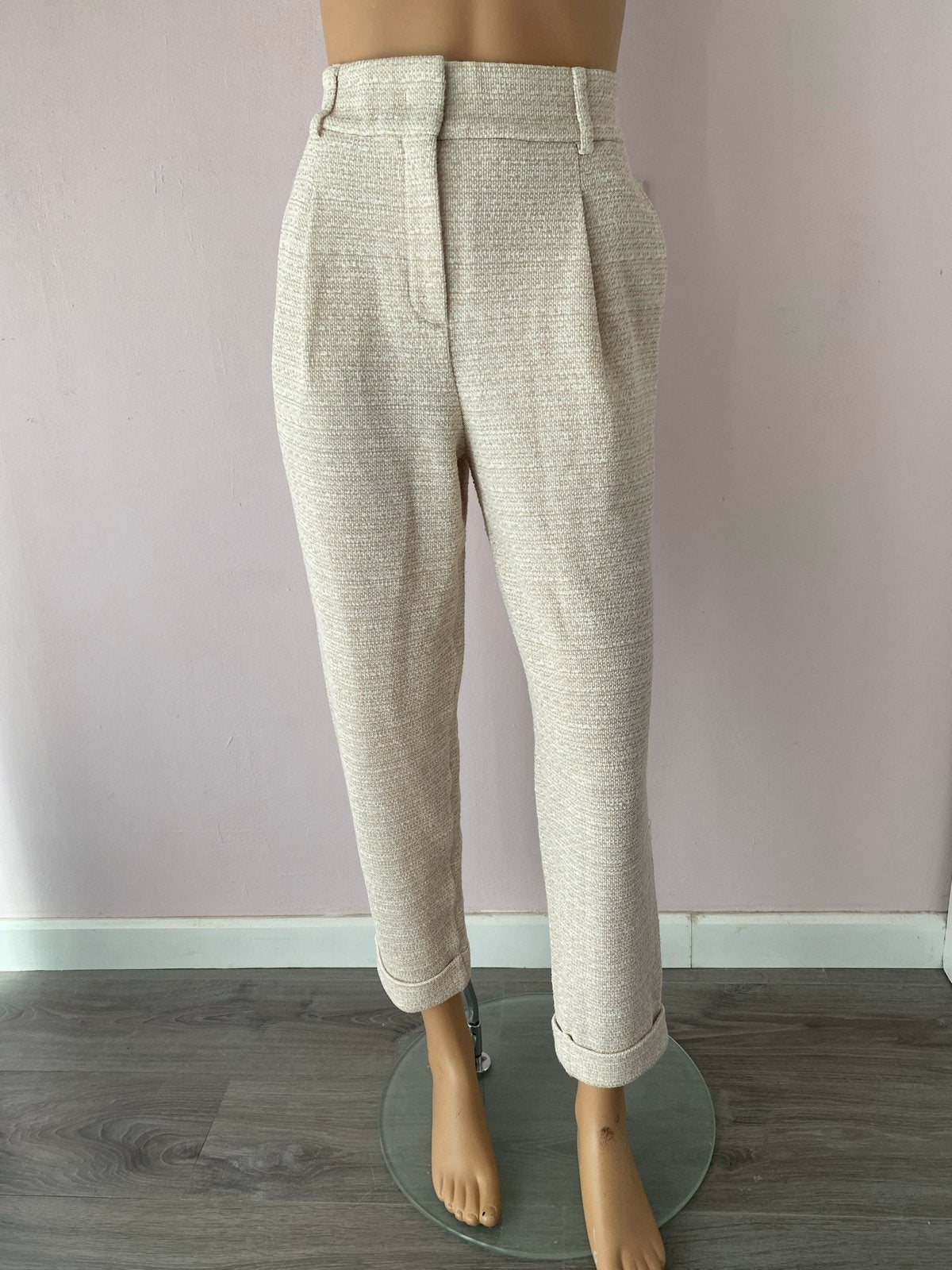 Vanilia Broek bruin/creme Maat M, Kleding | Dames, Maat 38/40 (M), Beige, Ophalen of Verzenden, Zo goed als nieuw