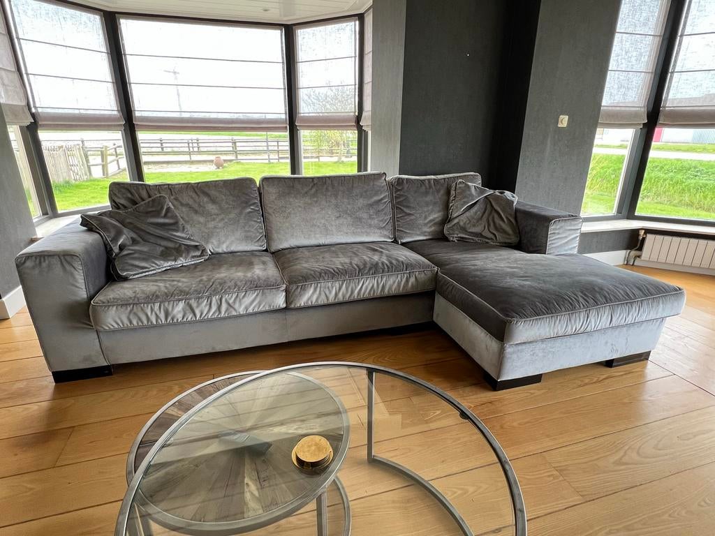 Grijze Richmond bank met chaise longue rechts, Huis en Inrichting, Banken | Sofa's en Chaises Longues, Gebruikt, Ophalen of Verzenden
