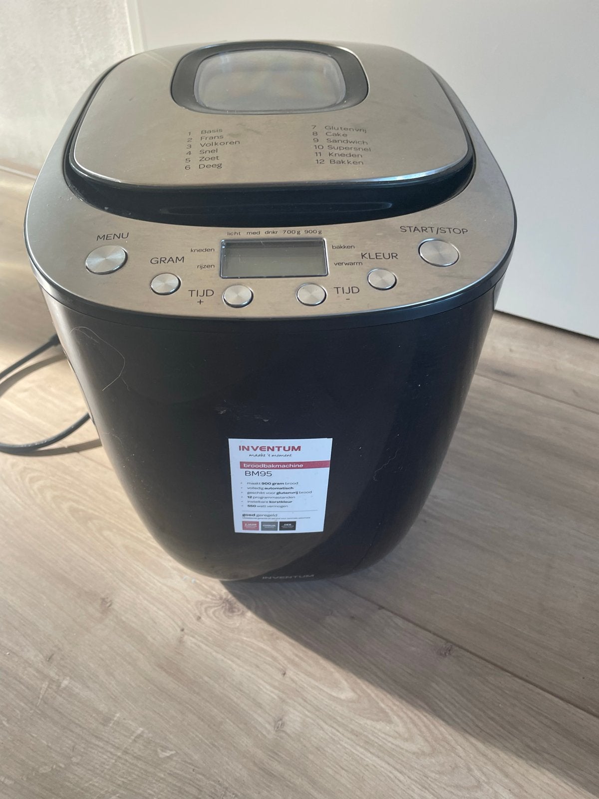 Inventum Broodbakmachine BM95 - Zo goed als nieuw, 800 tot 1200 gram deeg, Zo goed als nieuw, Kijkvenster, Ophalen