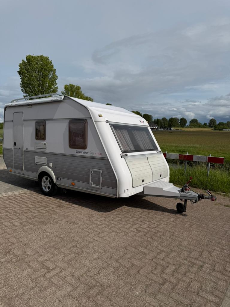 Kip celebration 41TDB BJ 2005 incl mover/ luifel/ fietsenrek, Caravans en Kamperen, Caravans, Kip, Frans bed, Treinzit, 750 - 1000 kg