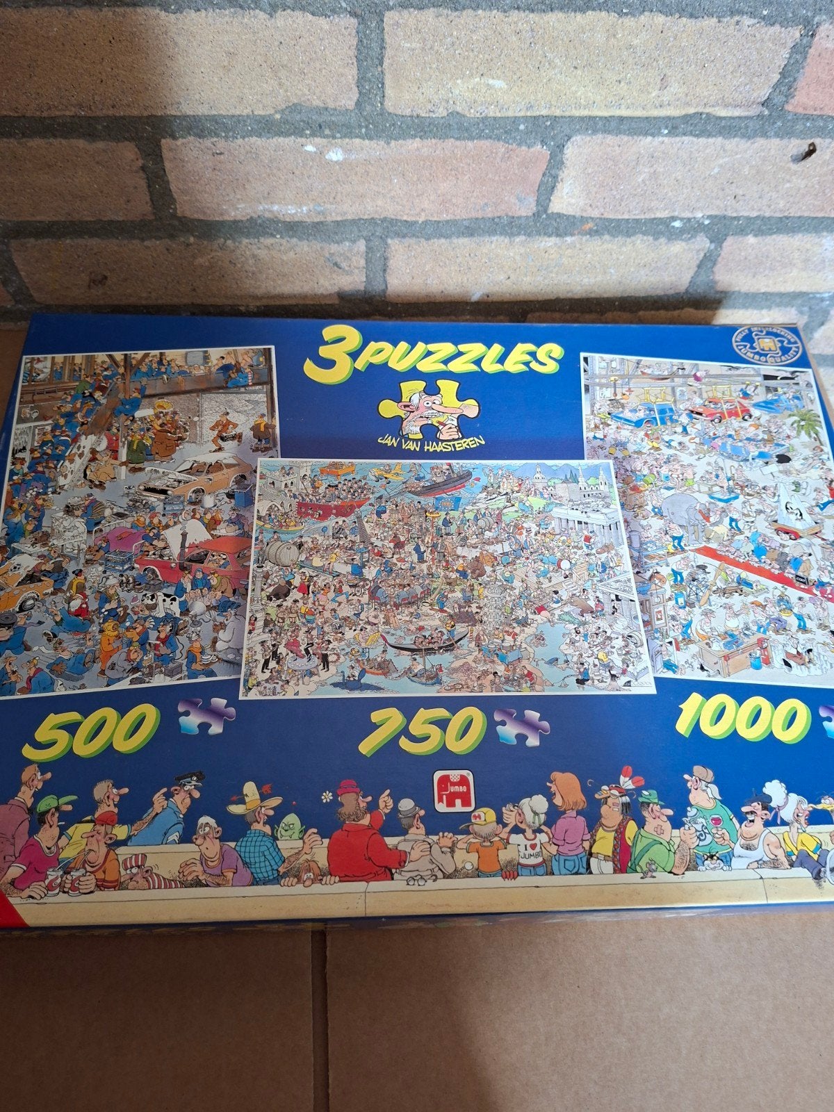 Jan van Haasteren 3 puzzels in 1 doos, Ophalen, 500 t/m 1500 stukjes, Zo goed als nieuw