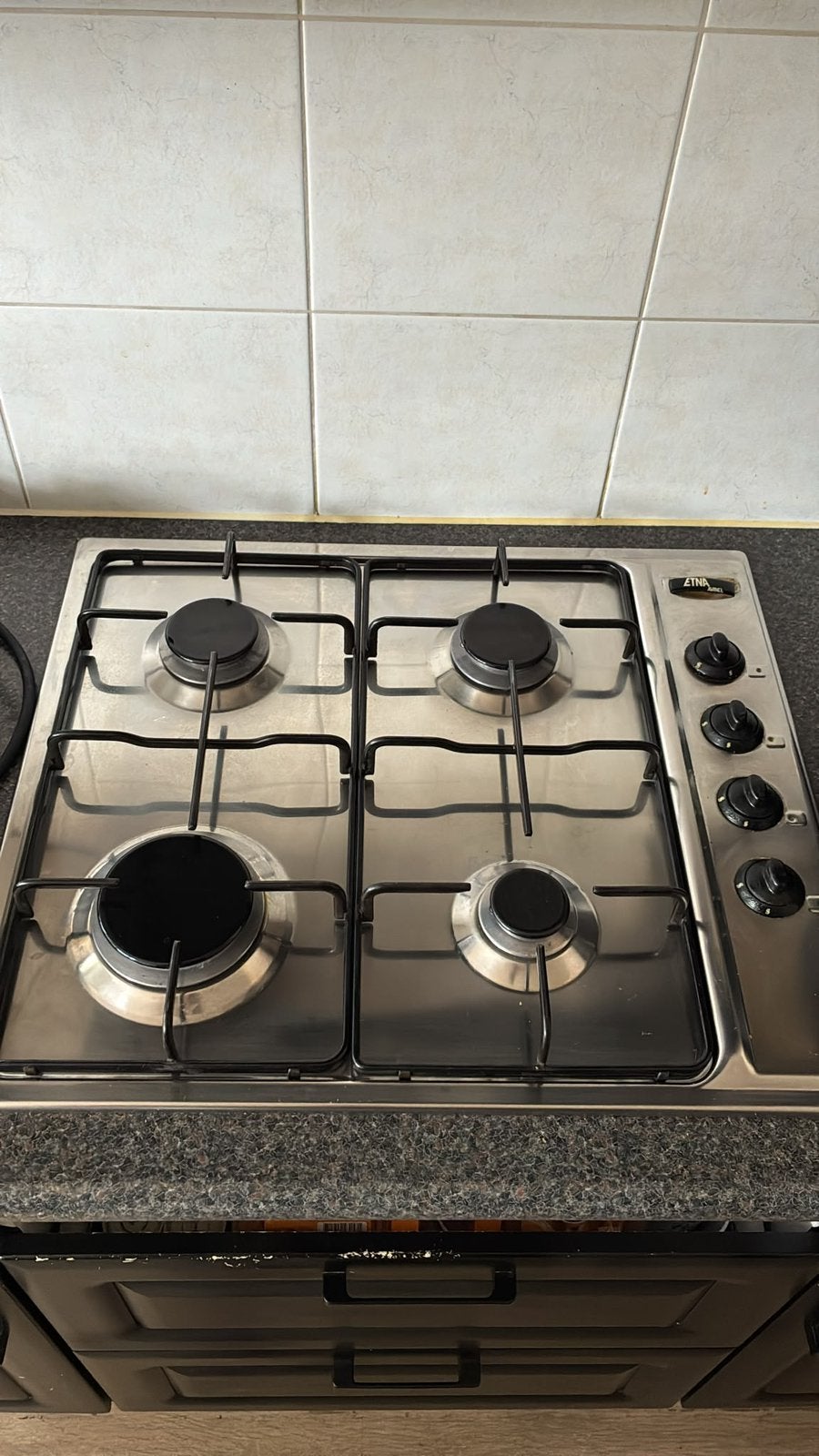 Etna avance Inbouw fornuis met gasslang, Ophalen, Gebruikt, 4 kookzones, Inbouw