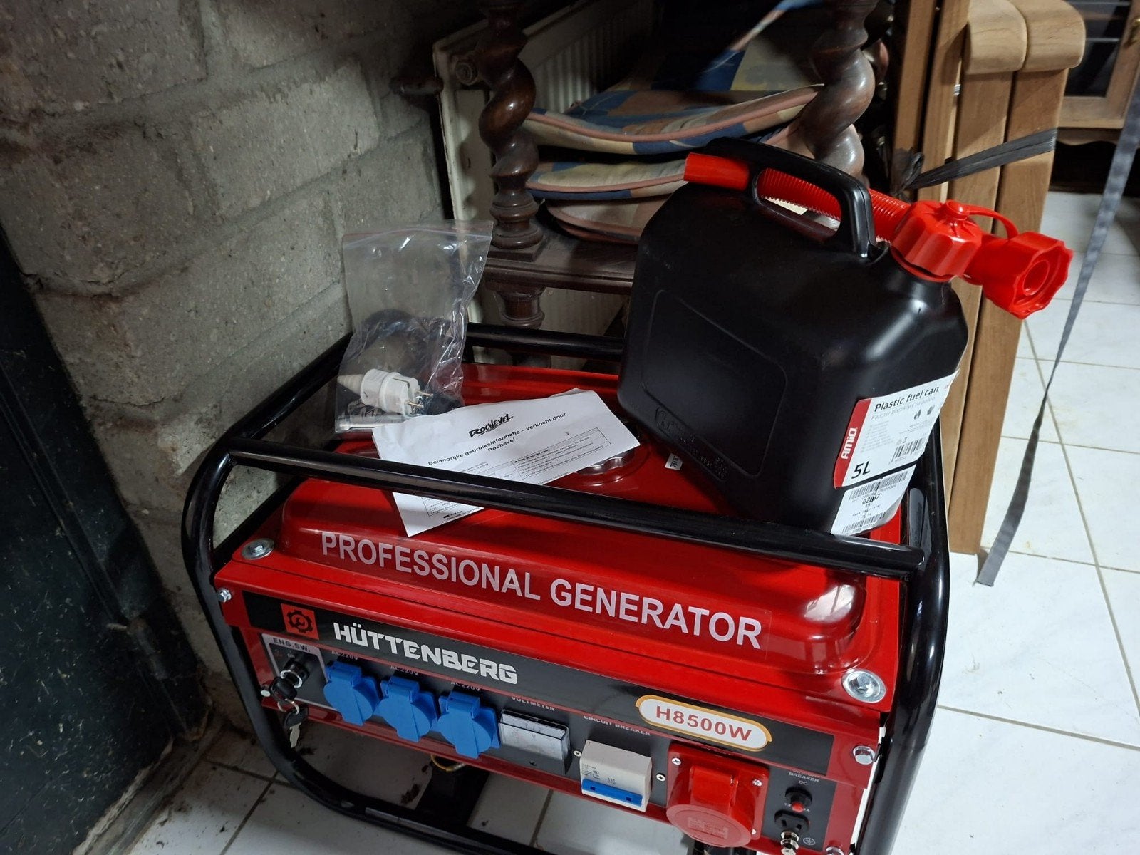 Hüttenberg H8500W Professionele Generator - Nieuw, Ophalen of Verzenden, Nieuw, 5 tot 10 kVA, Benzine