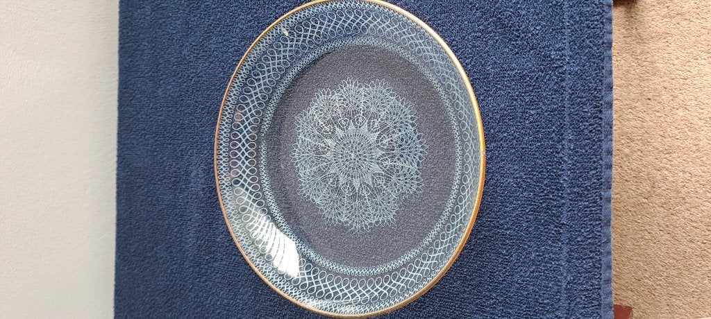 Vintage glazenschaal (kant motief), Antiek en Kunst, Ophalen of Verzenden