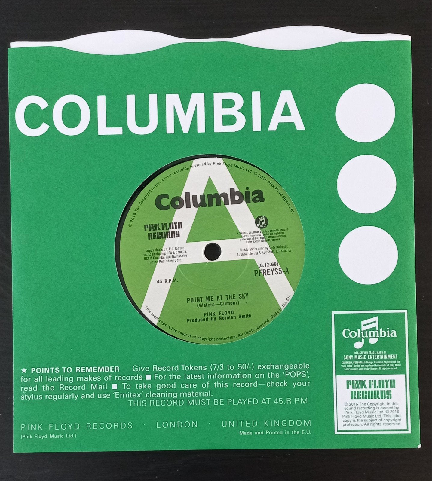 Pink Floyd Point me at the sky FH UK MONO 45 RE, Gebruikt, Originele persing, 7 inch, Single
