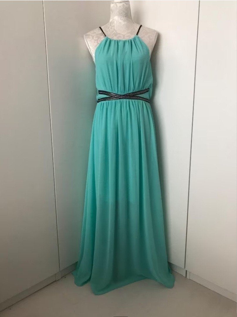 Lange Turquoise Jurk, Maat 38/40 (M), Overige kleuren, Ophalen of Verzenden, Zo goed als nieuw