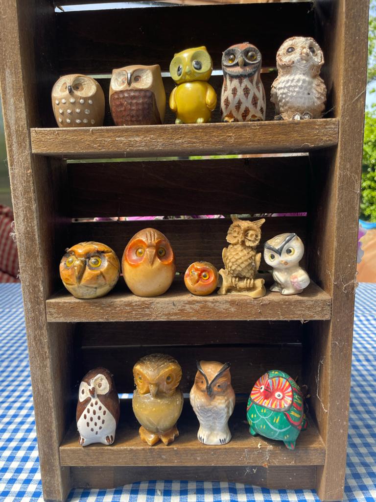 Unieke verzameling uiltjes van diverse materialen, Ophalen of Verzenden, Gebruikt, Vogel, Beeldje of Figuurtje