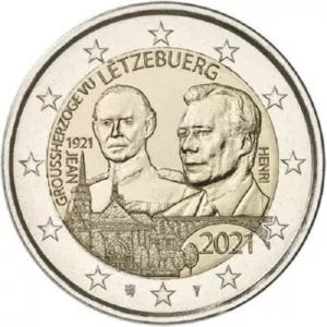 De Speciale 2 Euro LUXEMBURG 2021" Groothertog Jean" in unc., Ophalen of Verzenden, Luxemburg, 2 euro
