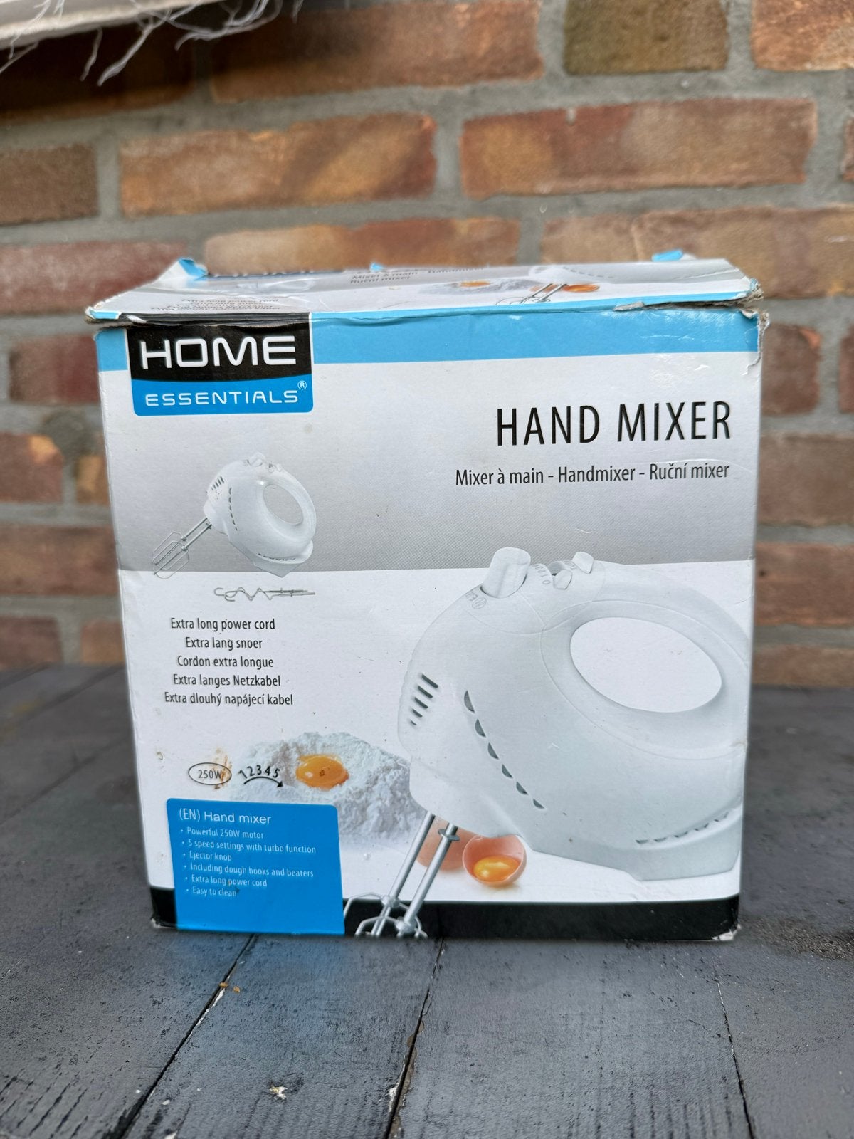 Home Essentials Handmixer - 250W met garde en deeghaken, Ophalen of Verzenden, Gebruikt, 3 snelheden of meer