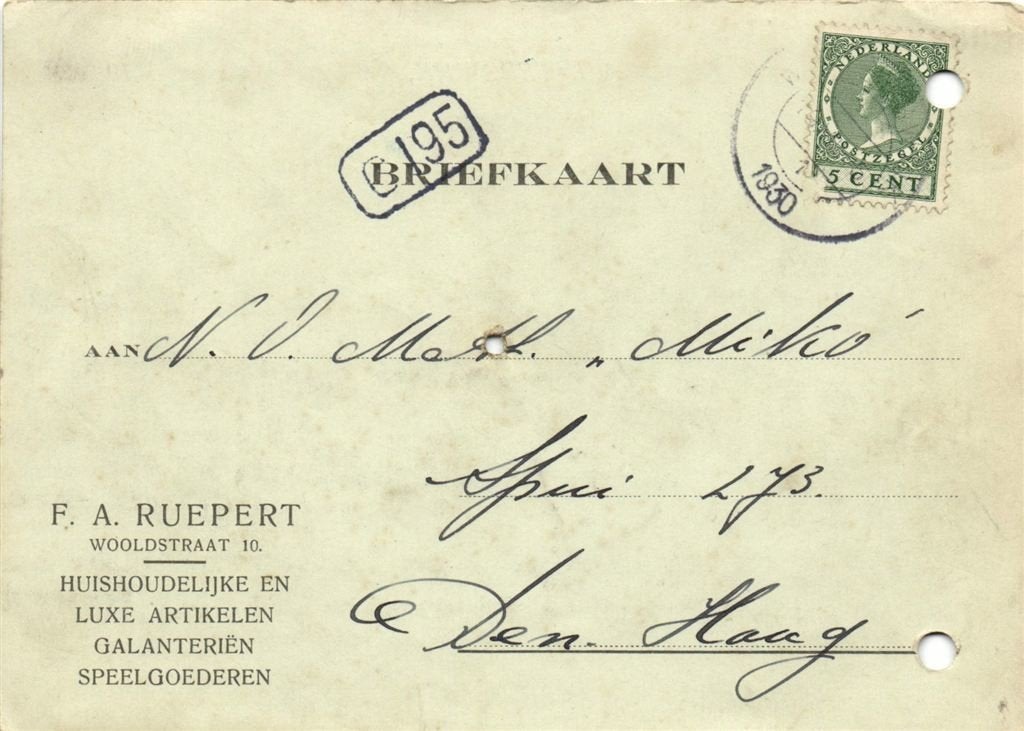 F.A. Ruepert, Winterswijk - 08.1930 - briefkaart, Ophalen of Verzenden, Briefkaart