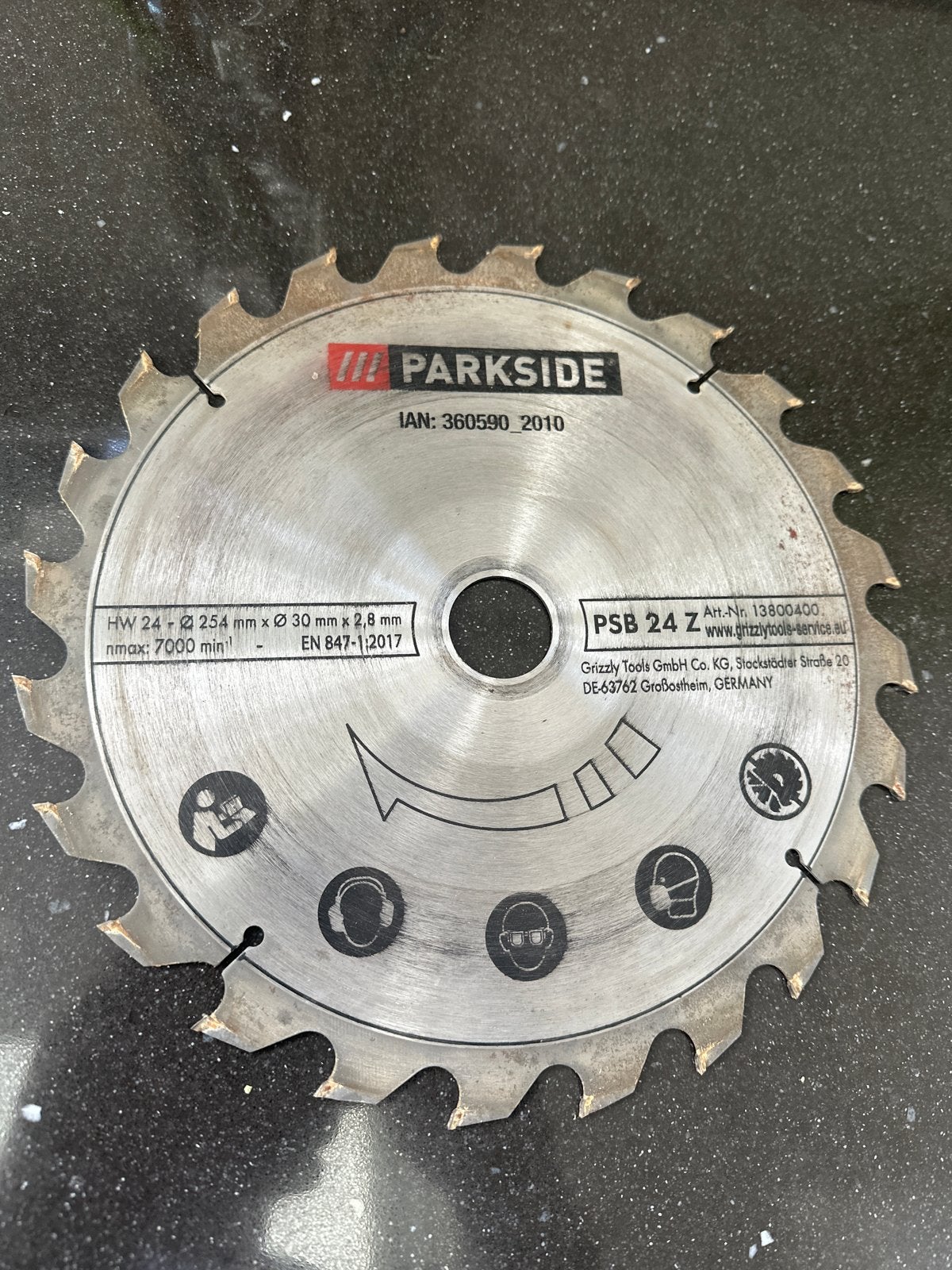 Parkside Zaagblad voor Zaagtafel - 254 mm, Ophalen, Gebruikt, Cirkelzaag, 70 mm of meer