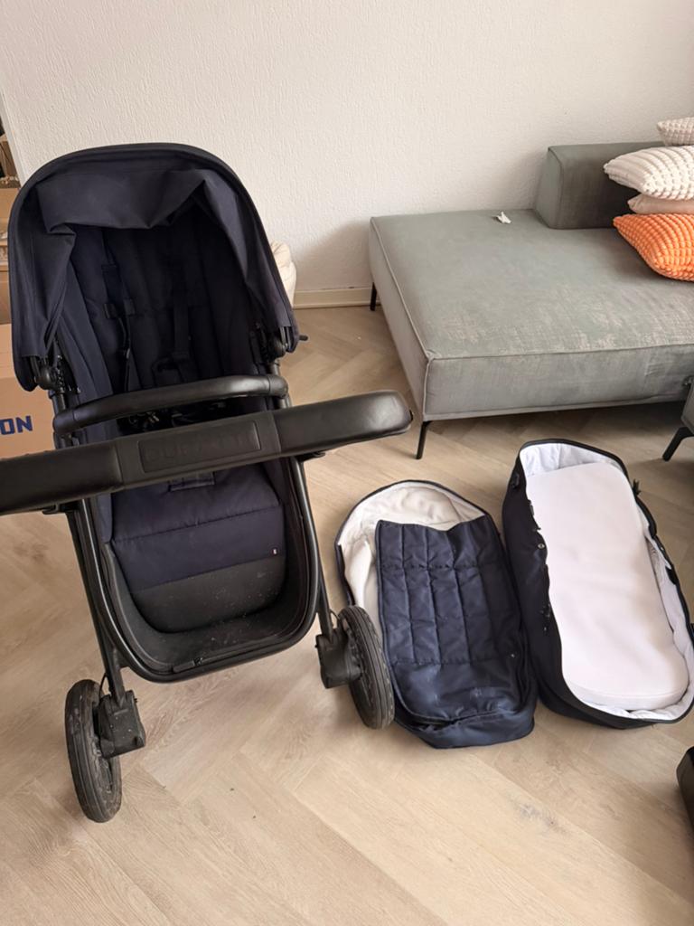 Dubatti kinderwagen donkerblauw, Nieuw, Verstelbare duwstang, Combiwagen, Ophalen