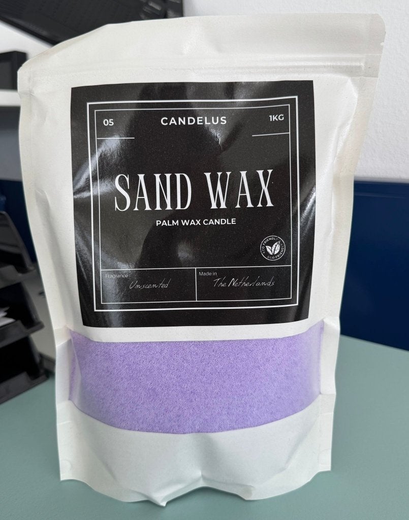 Sand Was - paars - 1 KG - kaarsen - inclusief lonten, Paars, Ophalen of Verzenden, Kaars, Was