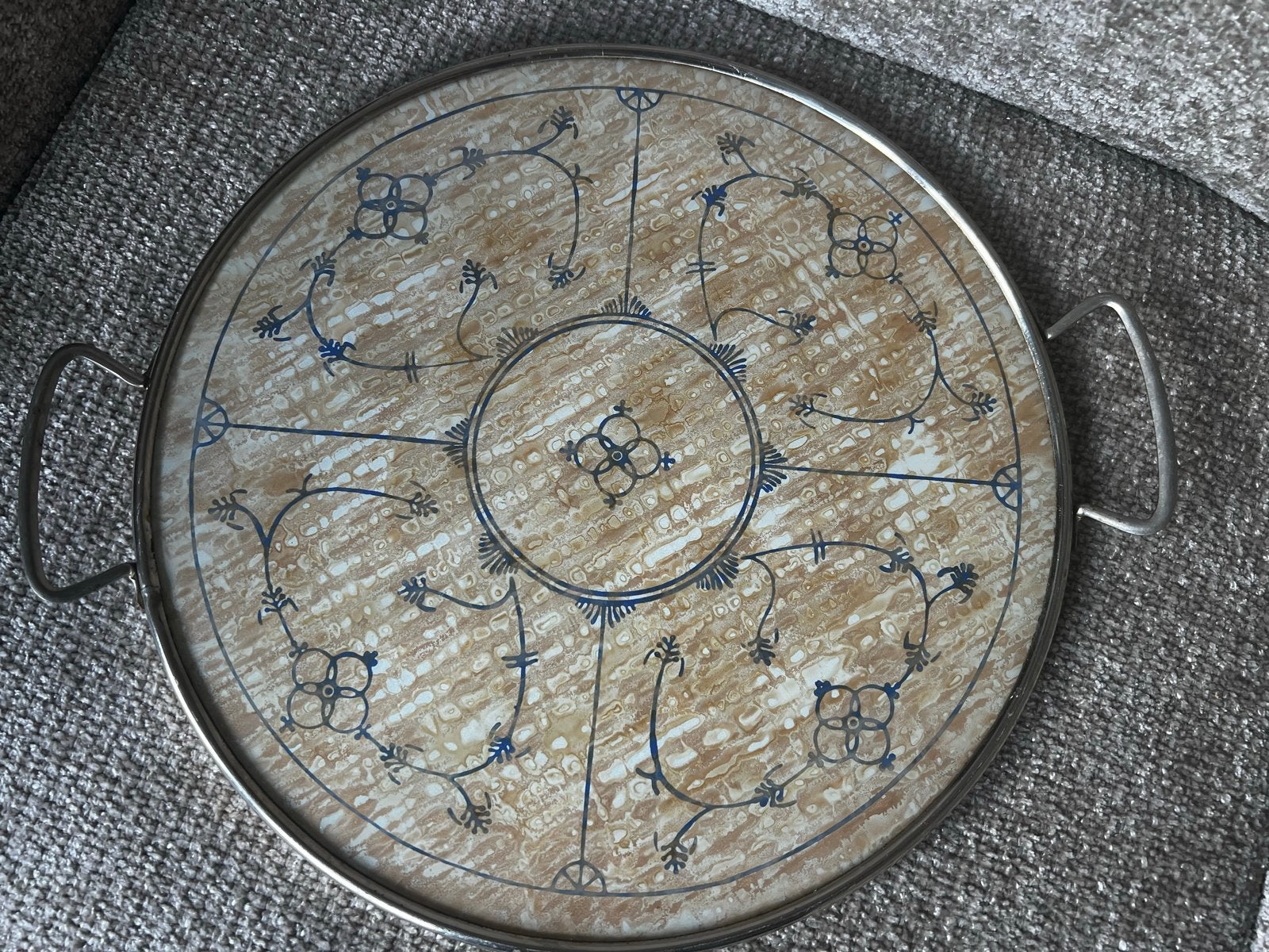 Vintage Blauw Saksen taartschotel/ Dienblad/ serveerbord, Ophalen of Verzenden