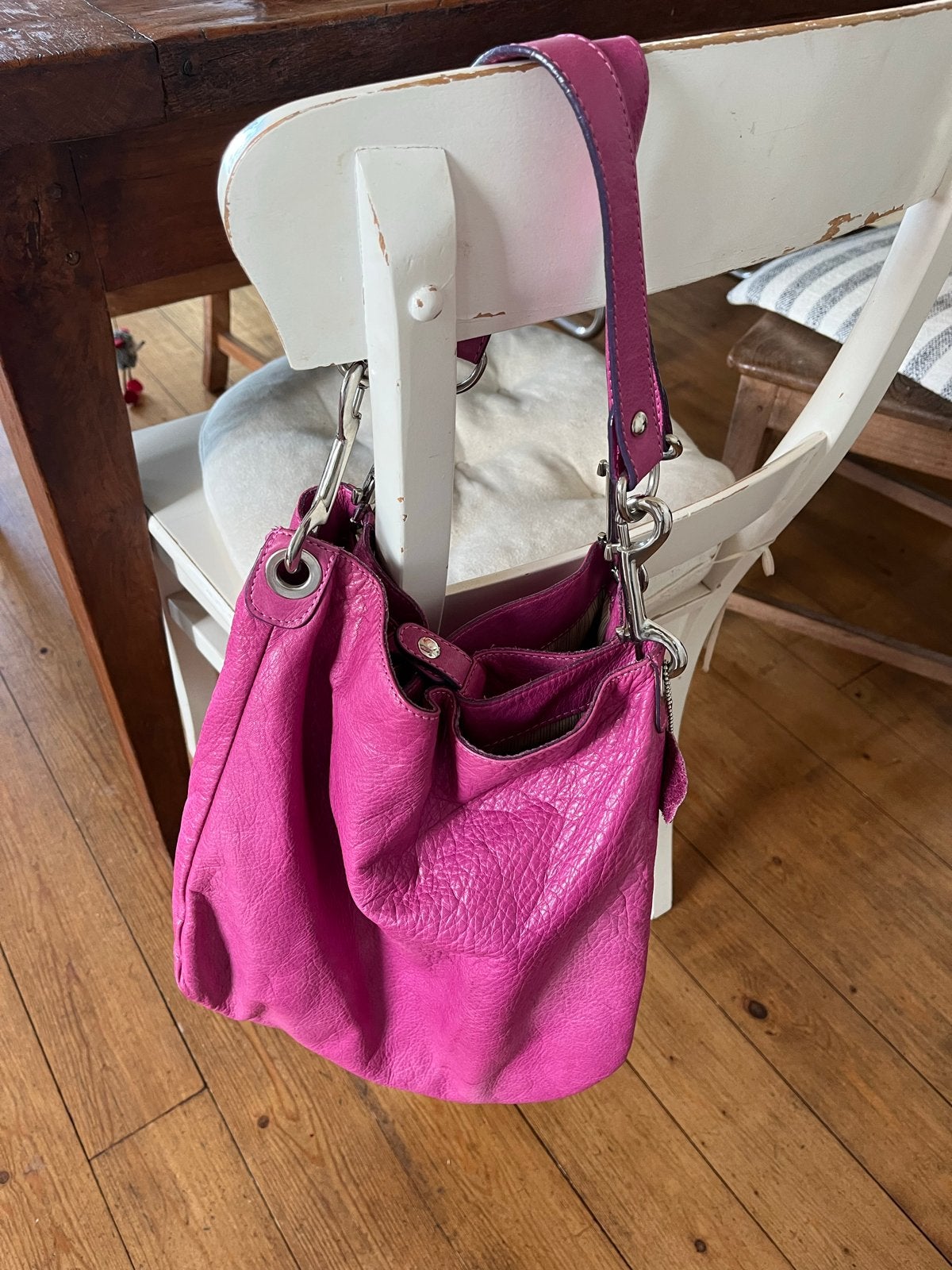 Leren handtas fuchsia roze, Ophalen of Verzenden, Gebruikt, Roze, Handtas