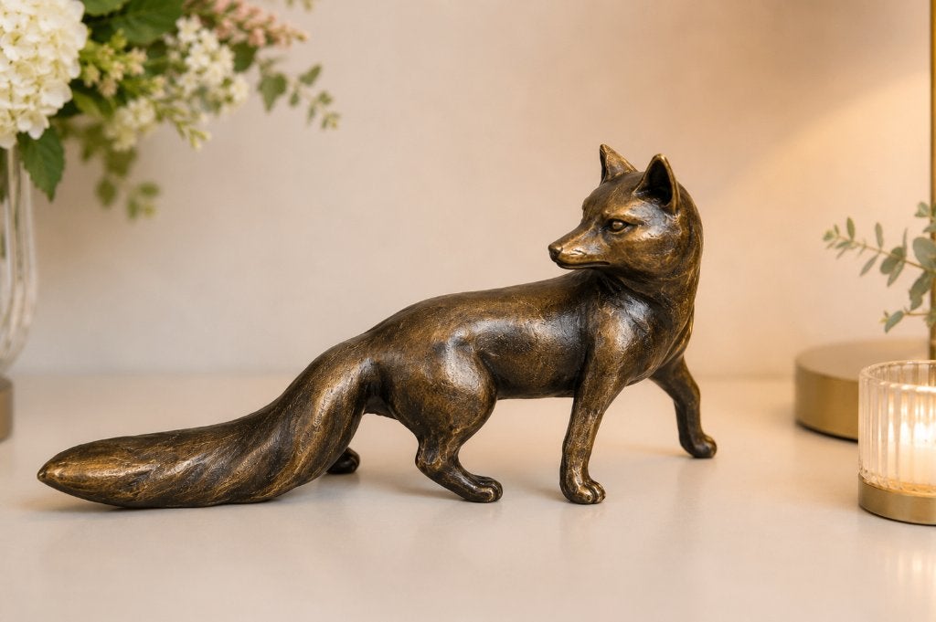 VOS / 22 cm breed / bronzen beeld, Verzamelen, Dierenverzamelingen, Beeldje of Figuurtje, Wild dier, Ophalen of Verzenden