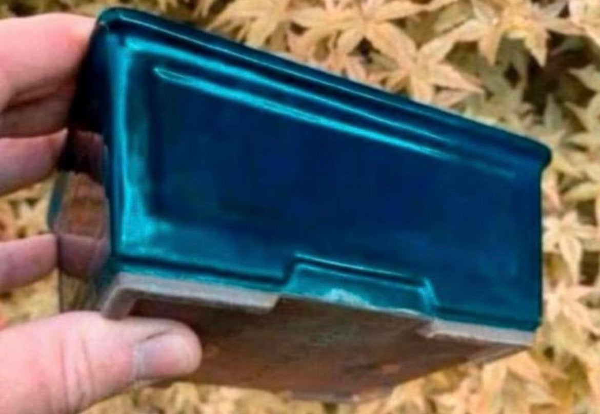 Bonsai schaal blauw geglazuurd Japans aardewerk 15x12,4x6,6, Tuin en Terras, Bloempotten, Ophalen of Verzenden, Zo goed als nieuw