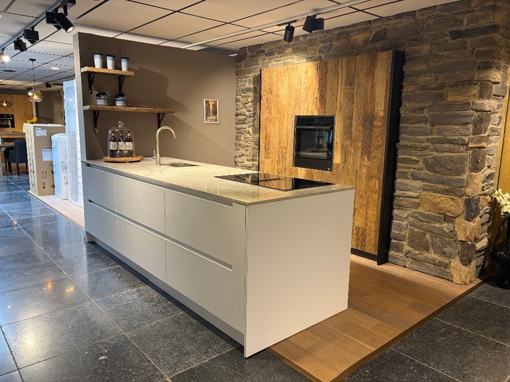 Showr keuken, greeploos, composiet blad, excl kastenwand, Ophalen, Wit, Overige typen, Nieuw