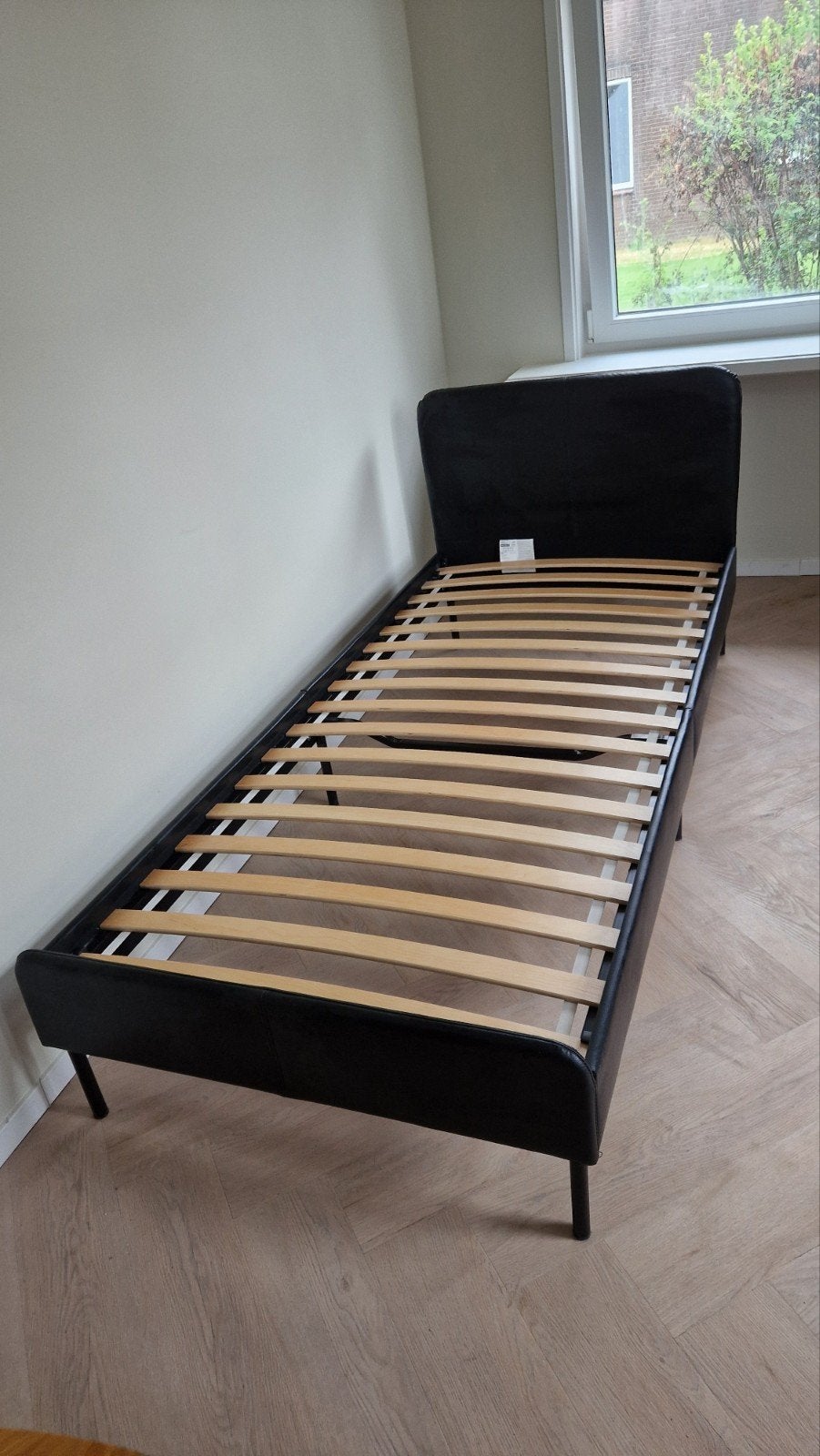 Slattum 1 persoons bed ikea, Ophalen, 90 cm, Eenpersoons, Zwart