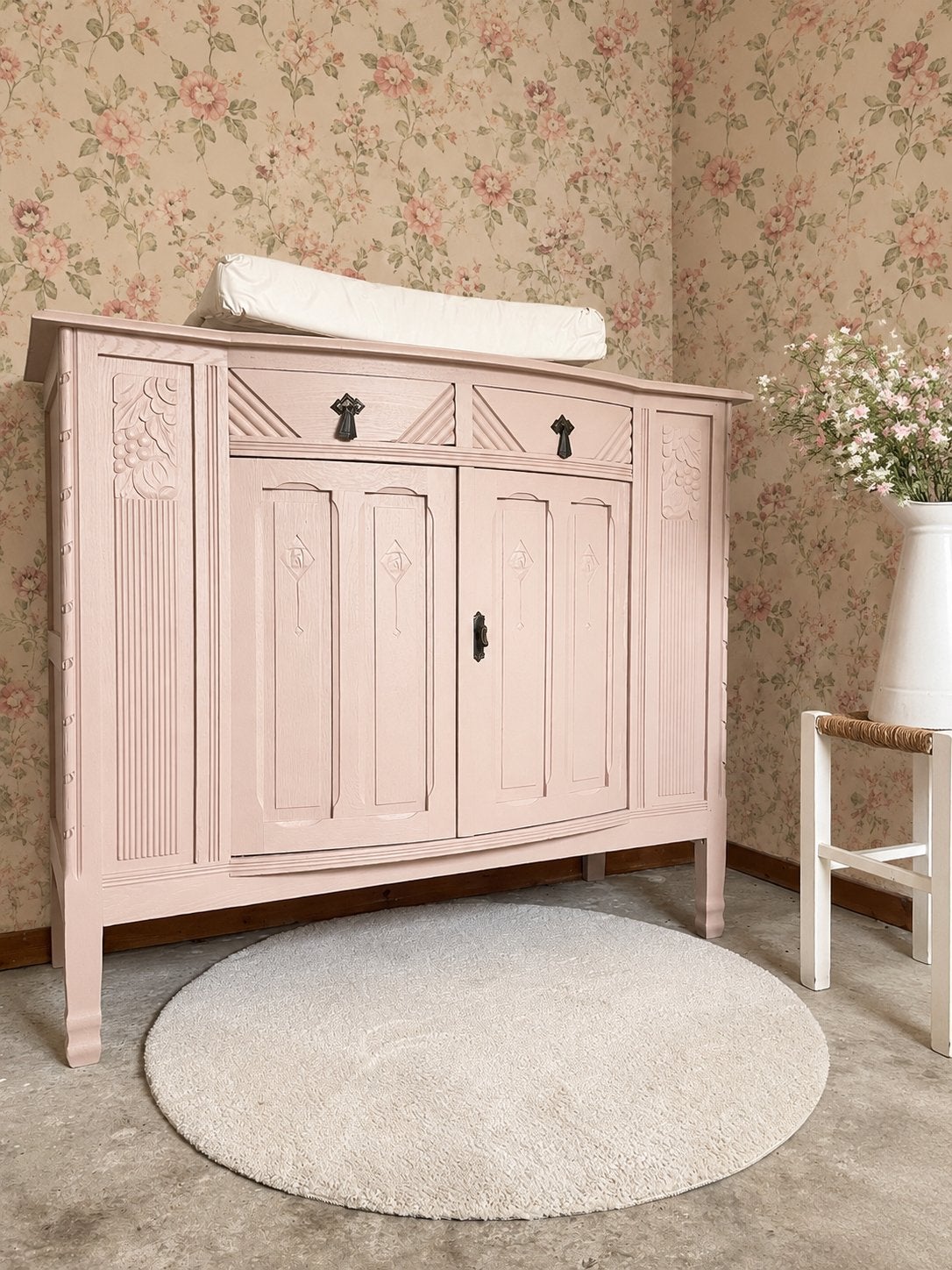 Vintage eiken commode, brocante kast, dressoir, Ophalen, Gebruikt, 50 tot 70 cm, 100 cm of meer