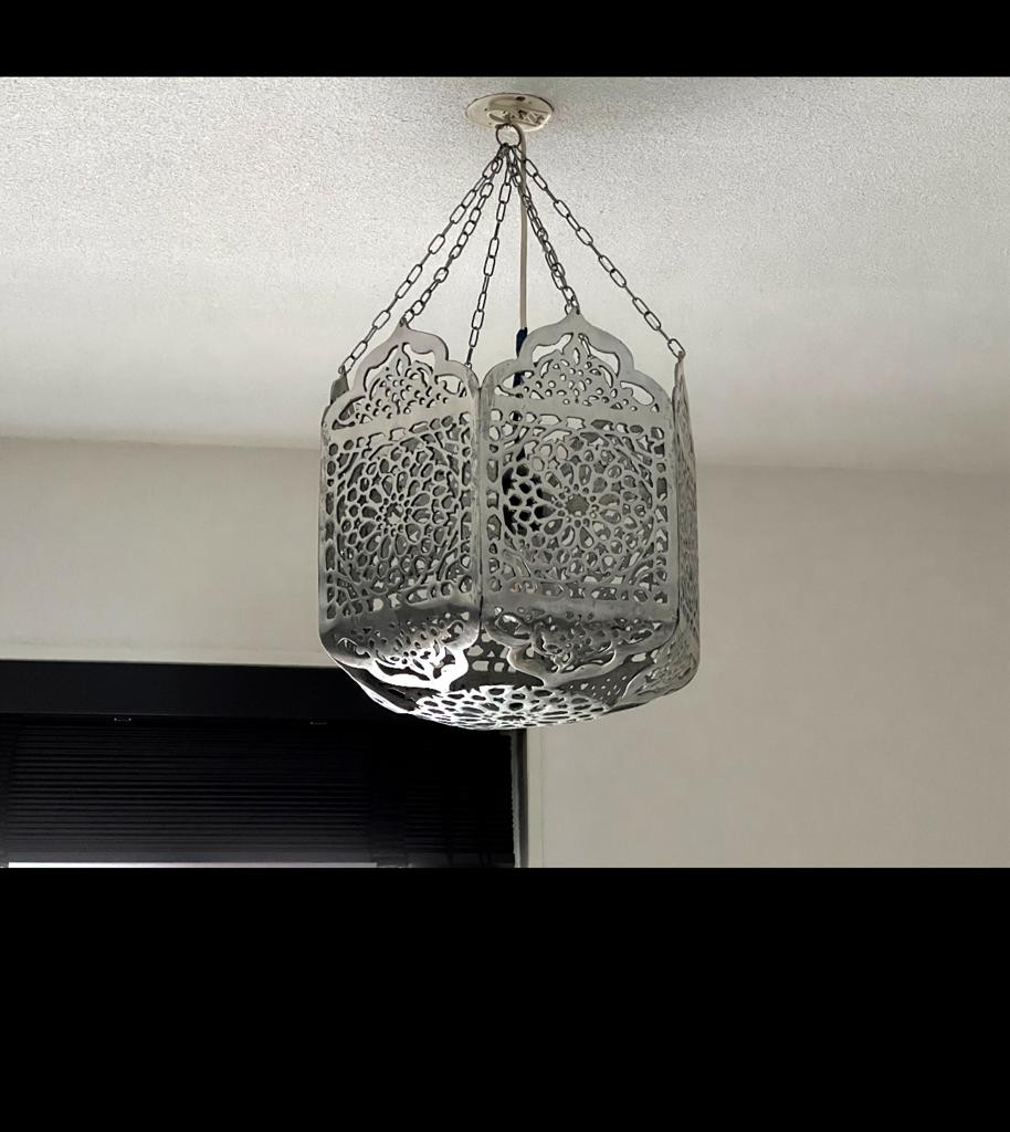 Marokkaans zilveren hanglampen, Huis en Inrichting, Lampen | Hanglampen, Ophalen of Verzenden, Zo goed als nieuw, Minder dan 50 cm